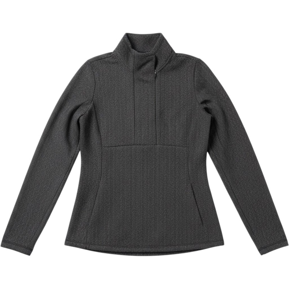 Zella Womens Small Gray Herringbone Asymmetric Zip Thumbhole Pullover